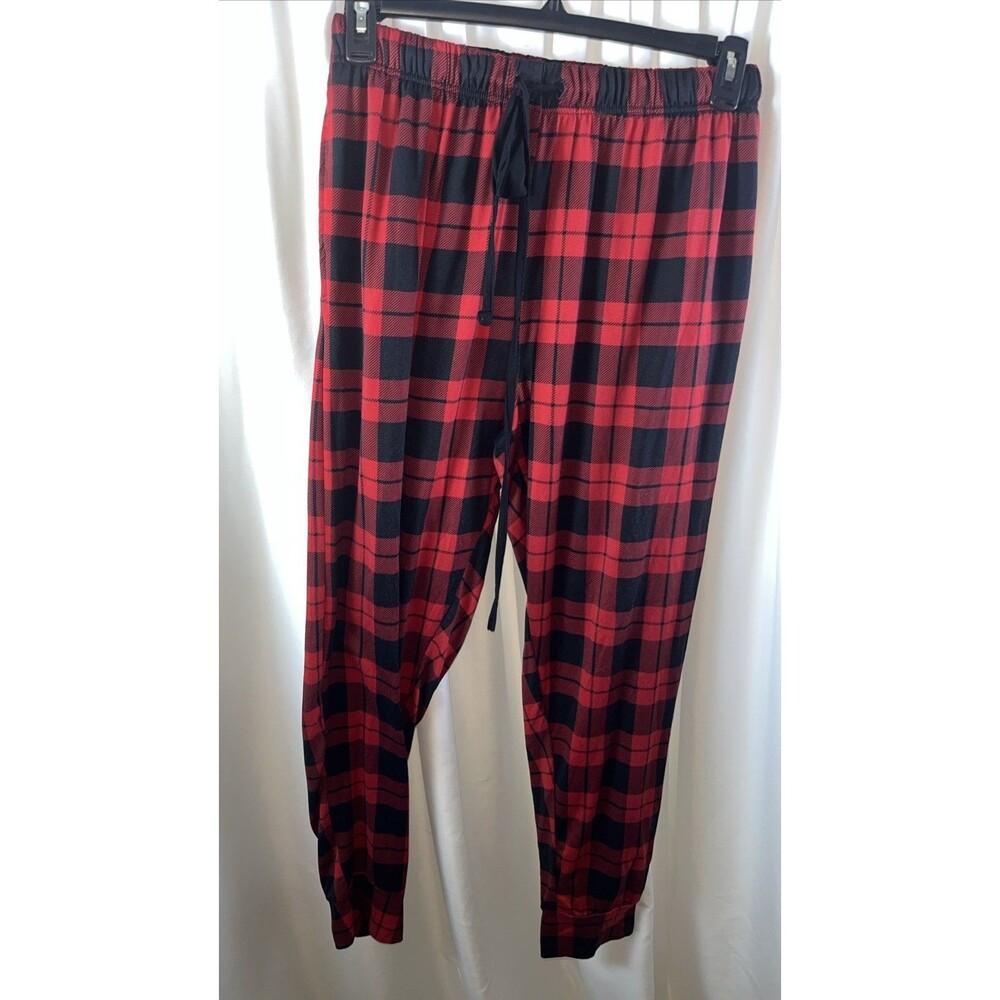 Santa Treasures Unisex Red/black Buffalo Plaid Fannel Lounge Pants Size L